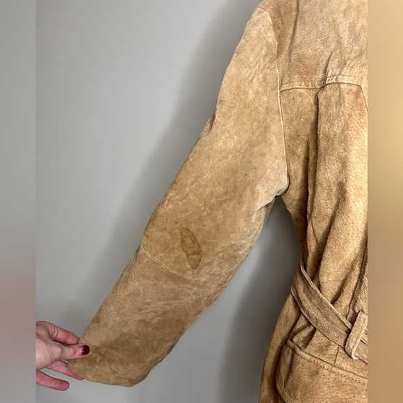 Y2K NEUTRAL ZONE Brown Suede Leather Jacket Belt Coat Indie Sleeze Western Sz 2X - Picture 6 of 16